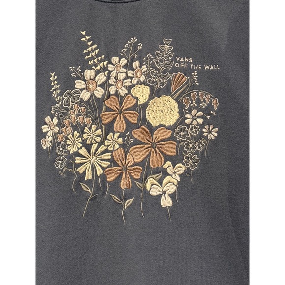 Vans Off The Wall Blue Embroidered Floral Mock Neck Sweatshirt Women's Small - Picture 2 of 5